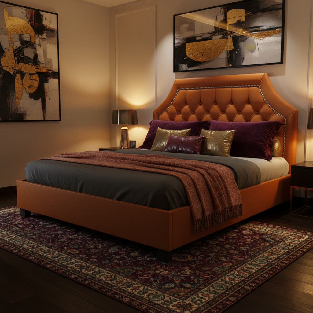Royal High King size Bed-Orange